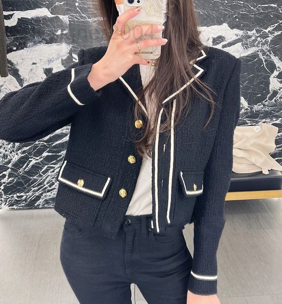 

women's trench coats designer cecilia cheung's star same autumn winter 2021 suit collar temperament contrast tweed coat blouse 9sx, Tan;black