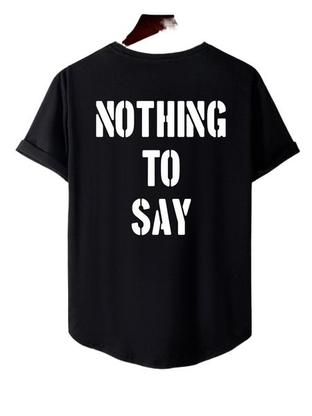 

men slogan graphic high low tee y0ir#, White;black