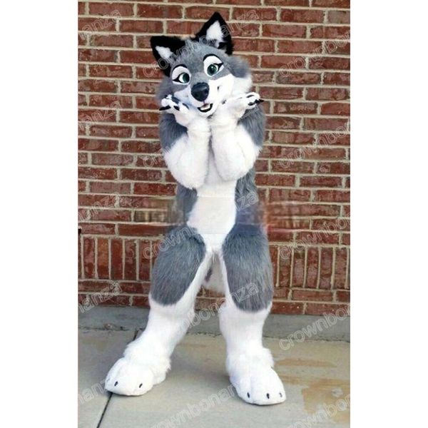 

halloween fursuit grey husky fox dog mascot costume cartoon anime theme character adults size christmas carnival birthday party outdoor outf, Red;yellow