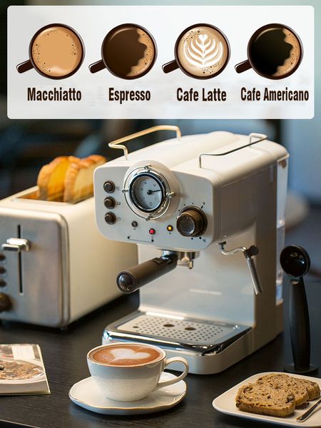 Fabricante de máquinas de café italiano espuma de leite de extração de vapor para fazer latte cappuccino americano familiar doméstico