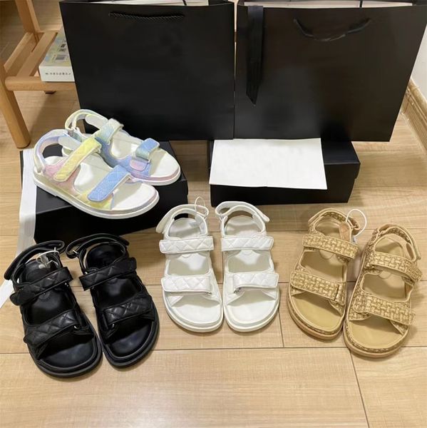 

women sandals designer sandals classic black white slides crystal calf leather casual shoes quilted platform sandal summer beach slippers