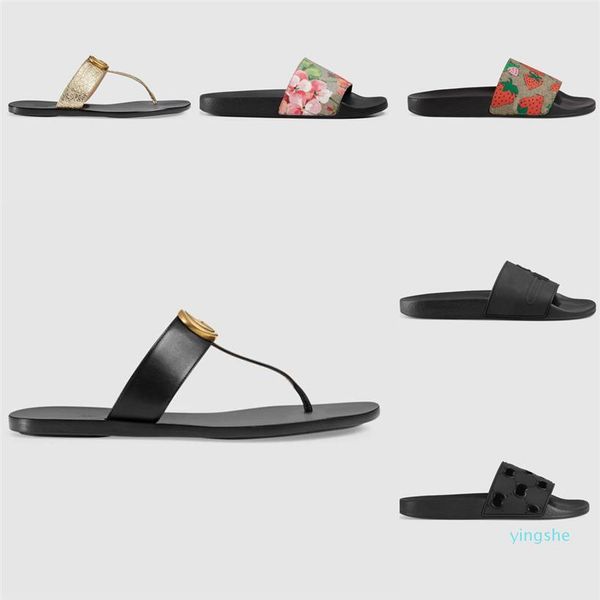 

fashion- slipper designer slide summer sandals fashion men beach indoor flat flip flops leather lady women shoes ladies slippers301b, Black