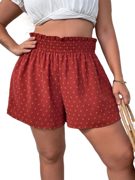 

plus swiss dot paperbag waist wide leg shorts n4dx#, Black