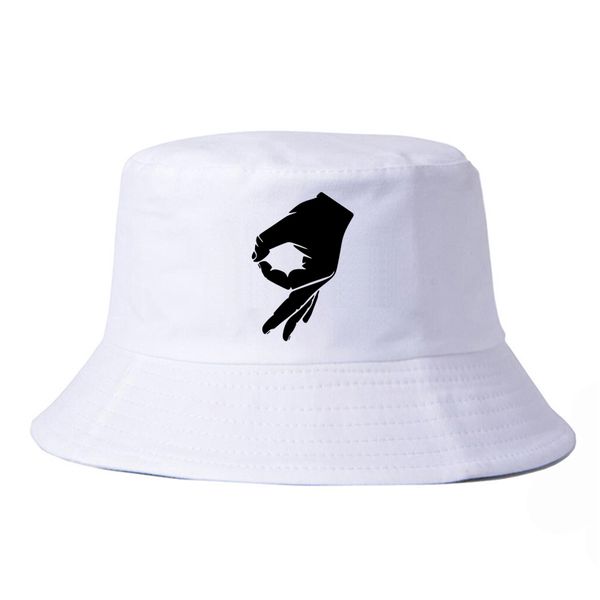 

okay hand sign harajuku pop women fisherman hat men summer flat hip hop cap letter print bucket hat bob chapeau, Blue;gray
