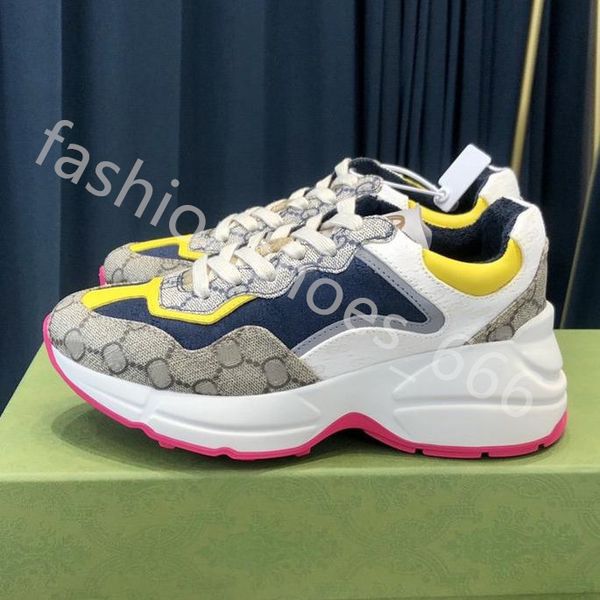 

2022 designer rhyton shoes beige men trainers vintage luxury chaussures ladies shoe fashion sneakers wave mouth sneaker no box 12color size, Black