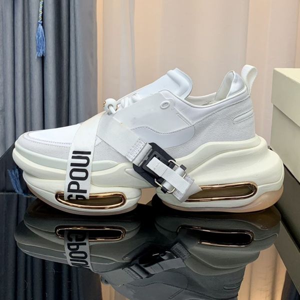 

2022 designer men shoes metal stamped letters style bbold sneakers luxury elastic high gang womens fashion thick soled casual bullet shoe, Black