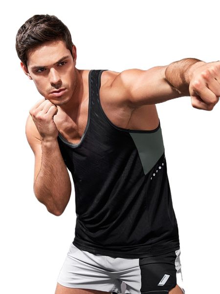 

men reflective polka dot print sports tank p66h#, White;black