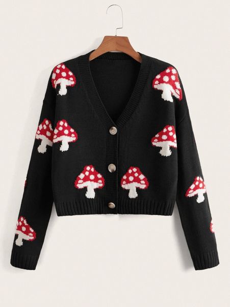

mushroom pattern cardigan b0by#, White;black