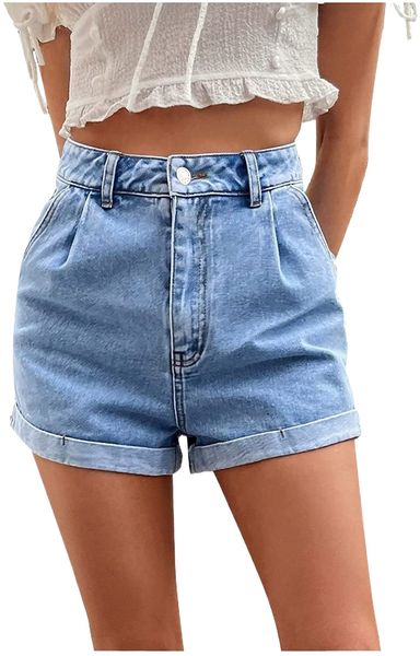 

jean shorts for women middle waisted ripped denim shorts pants casual summer trendy pocket slim beach shorts s6o0#, White;black