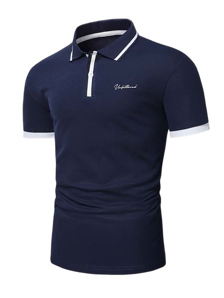 

men letter graphic contrast trim polo shirt v2rt#, White;black