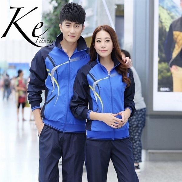

ke new sport set couple plus size woman men footing jogging fashion jacket printed tracksuit sweater red black white blue green y201128