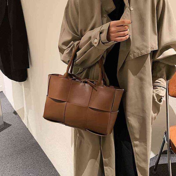 

handbag big fashion woven tote large capacity korean soft pu leather messenger bag