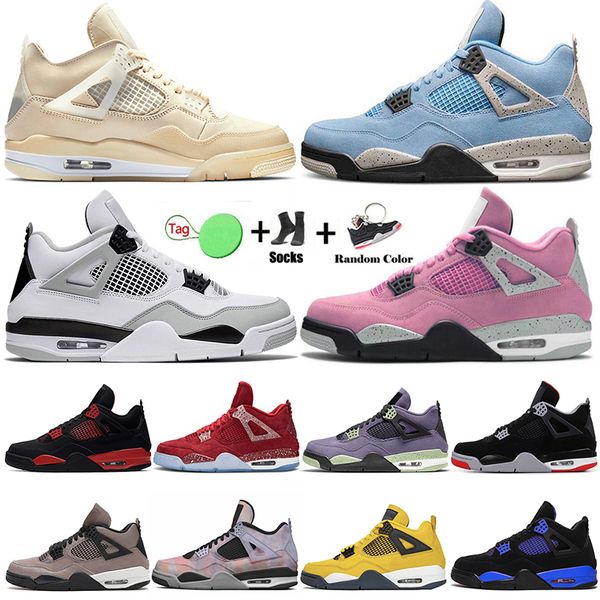 

big size 50 mens basketball shoes 4 women black cat 4s sail offs white oreo infrared university pink blue red thunder canvas metallic jorda, White;red