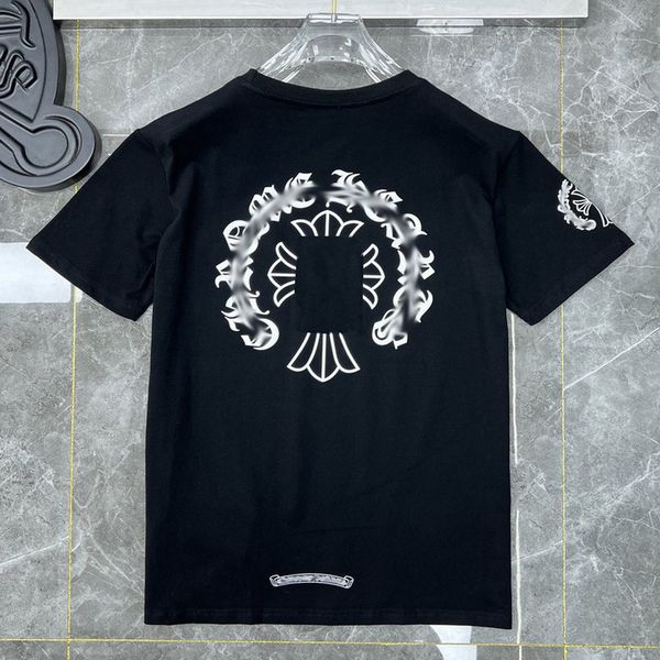 

mens fashion classic t shirts brand t-shirts ch white short sweater casual embossed letter horseshoe sanskrit cross pattern designers tees w, White;black