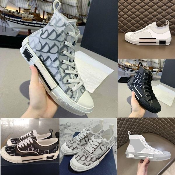 

b22 b23 men women's casual shoes oblique high low sneakers obliques technical embroidery flowers outdoor leather shoe k1oh, Black
