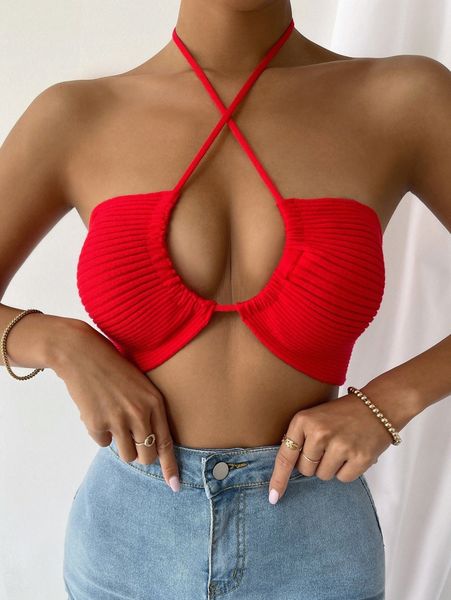 

backless ribbed knit p0y6#, White;black