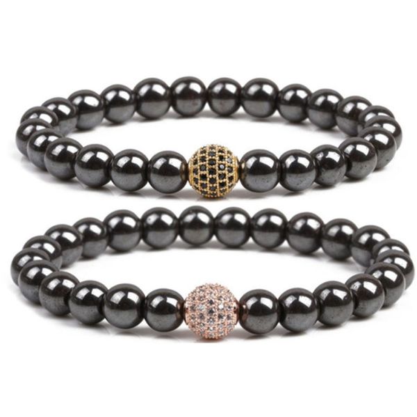 

natural lava stone handmade strands ball beaded bracelets for men energy charm party club decor fashion jewelry, Black