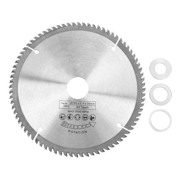 

185mm silver tct circular saw blade for wood cutting 80 teeth with 3pcs reduction rings