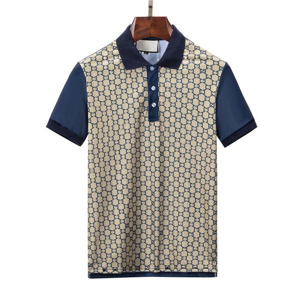 

men's polos design double g summer business polo t shirt casual trees printed fashion men tees turn-down collar short sleeve, White;black