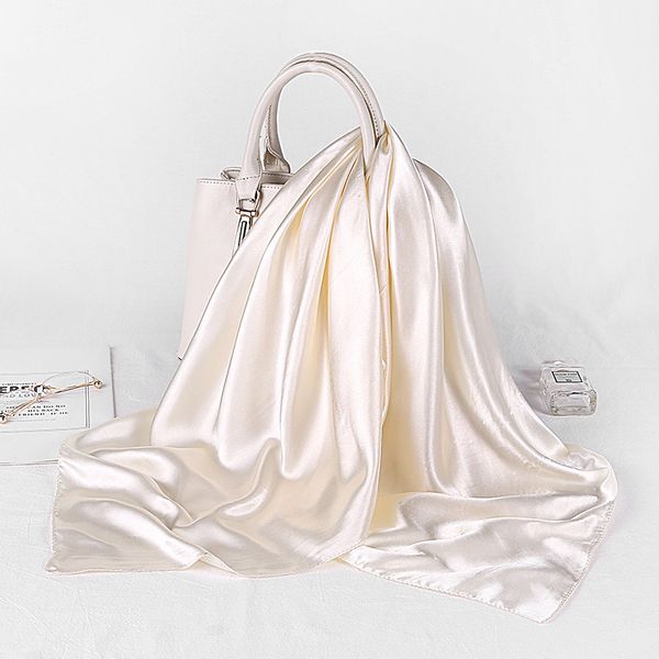 

fashion hijab scarves for women silk satin hair scarf female solid colors kerchief 90 90cm square shawls neck scarfs ladies 220630, Blue;gray