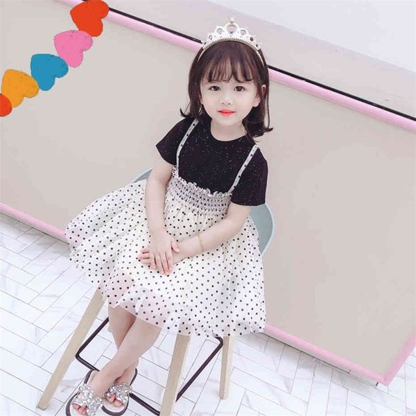 

toddler girl summer dresses dot mesh dress for girl mesh party dress child patchwork girl costume 210412, Red;yellow