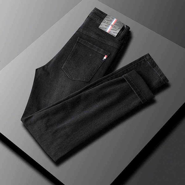 End High Black Jeans Men 2022 Winter Fashion Brand Autumn e Slim Fit Straight calças retas