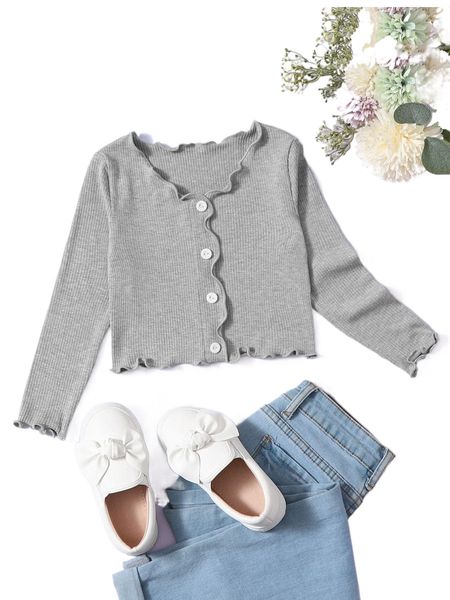 

toddler girls lettuce trim button front tee g0ci#, Black;white