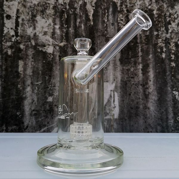 Logo Hookahs Sidecar Glass Bong Tambor Percolador Aceite Dab Rigs Stereo Matrix Perc 18 mm Junta femenina Bongs de vidrio Mobius Calcomanía con tazón MB01