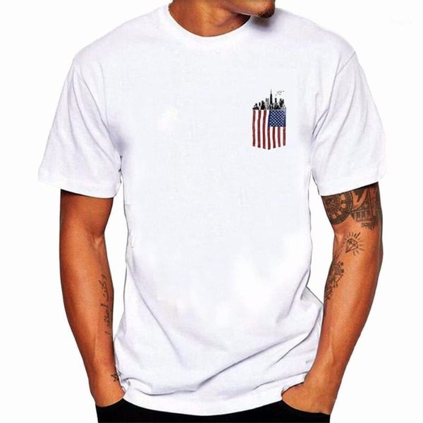 Camisetas masculinas de verão masculino masculino de camiseta de camiseta dos EUA Construa camiseta tática American patriótico Tercel Tops de pescoço O Casual