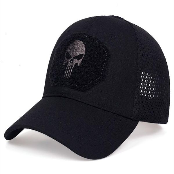 Skull Tactical Militar Airsoft Cap ajustável Respirável Visor de caminhão de caminhão caça à caça ao Snapback Snapback Baseball Hats Gorra