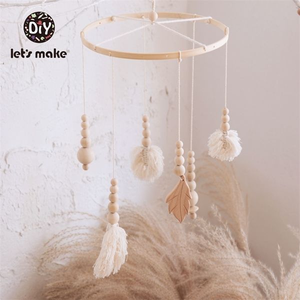 Lets Make Baby Toys Mobile On The Bed Tassel Leaves Knitting Developmental Dreamcatcher Soft Rattles For borns 220531
