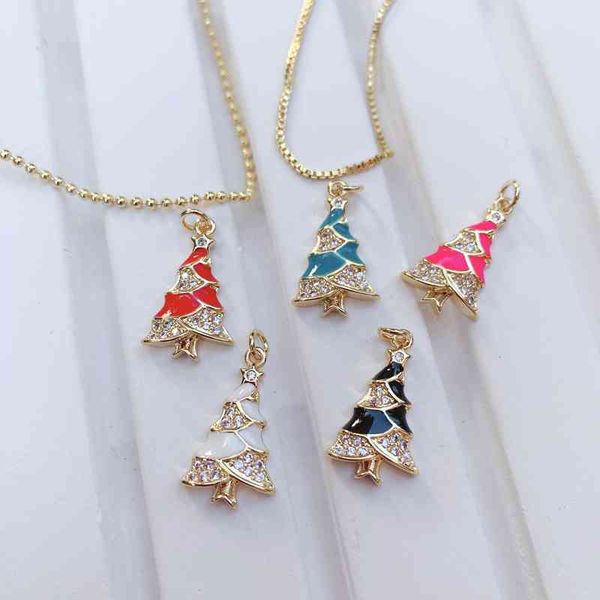 

bd-c807 new arrival tree multi color enamel pave charm necklace for gifts, Silver