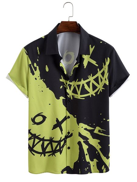 

men random expression print shirt 61dy#, White;black