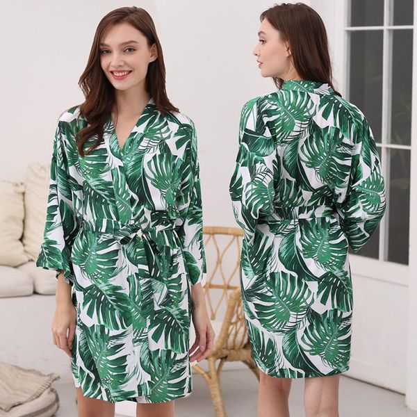 Kadın Pijama Owiter 2022 Kadın Pamuklu Robe Tropikal Çiçek Nedime Elbiseler Gelin Gelin Düğün Kimono Kadınlar Için GiyinmeWomen's
