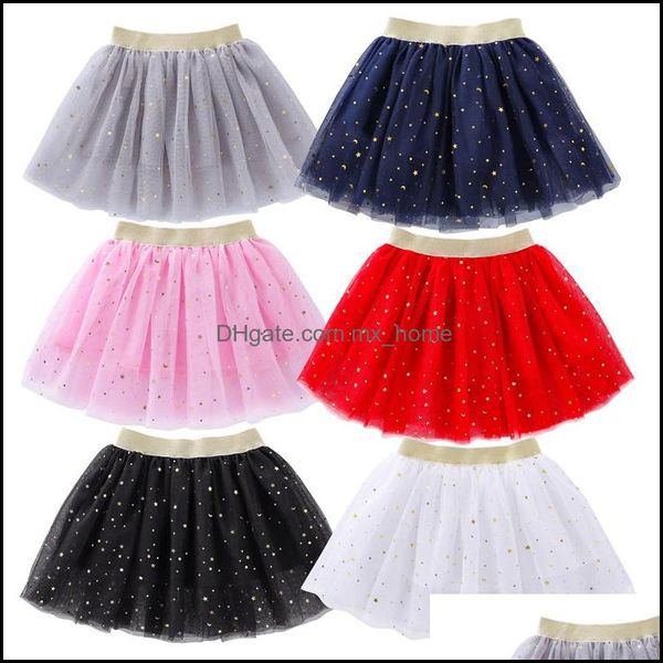 Röcke Skorts Baby Kinder Kleidung Baby Umstandsmode Mädchen Netzgarn Mesh Gaze Kinder Star Glitte Dh2Di