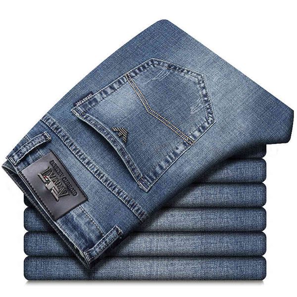 

men's jeans aj summer thin men's jeans korean fashion slim straight elastic business medium waist casual blue pants d1q6