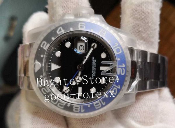 

version 904l steel mens automatic cal.3186 watch blue black ceramic men batman watches n noobf factory master 116710 wristwatches, Slivery;brown