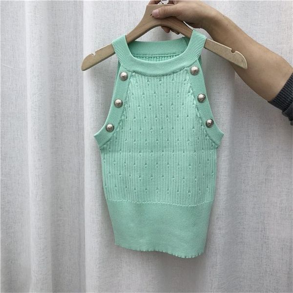 

summer and autumn vest women's outer wear knitted sleeveless 220423, White