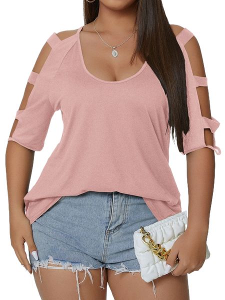 

plus cut out raglan sleeve tee g1aa#, Black