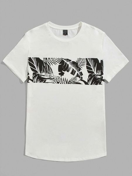 

men tropical print tee h3ec#, White;black