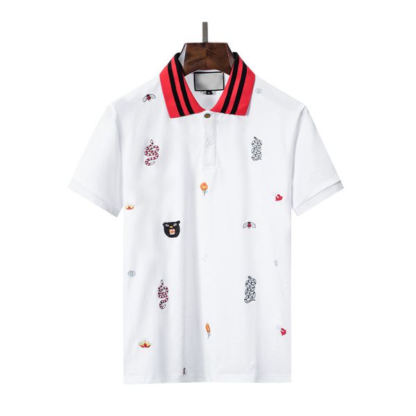 

fashion men casual t shirt embroidered medusa cotton polo shirt high street collar polos shirts, White;black