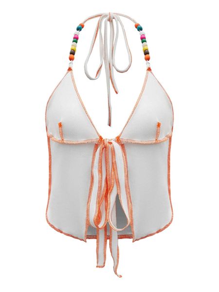

tie front crop halter s92d#, White