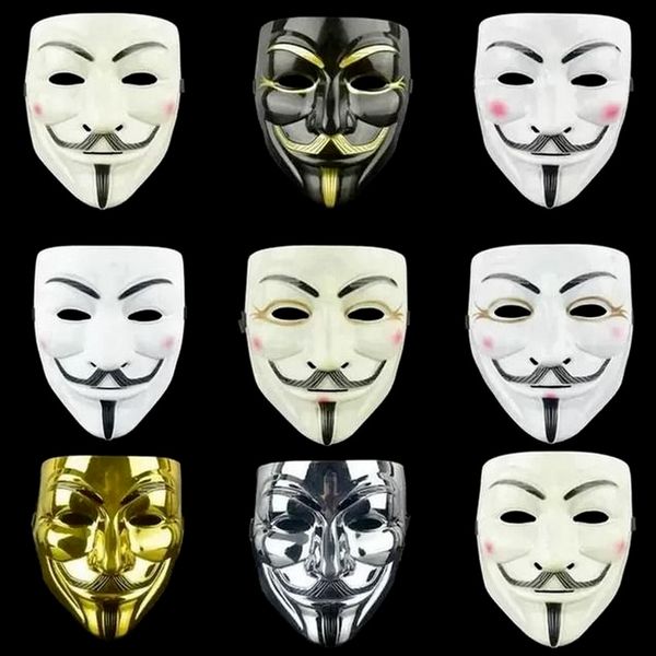 Maschere per feste di Halloween Cosplay per maschera di vendetta Anonimo Guy Fawkes Maschera per adulti fantasia FY3222