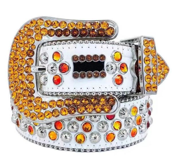 

2022 designer belt simon for men women shiny diamond belt black on black blue white with bling rhinestones as gift, Black;brown