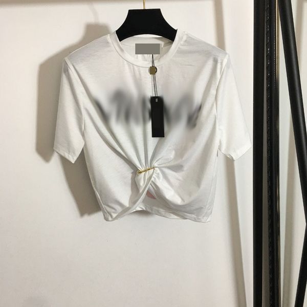229 l 2022 Milan Runway marca mesmo estilo camiseta de manga curta pescoço de algodão flora impressão womens roupas de alta qualidade branco preto meiyi