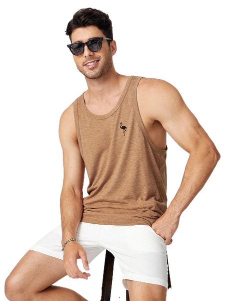 

men flamingo print tank 24nj#, White;black
