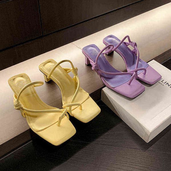 

designer women's high heels casual sandals net red fashion same style square head thick heel slippers 2022 summer live broadcast thin b, Black