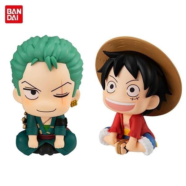 

7cm anime figure monkey d luffy roronoa zoro kawaii toys q figural car decoration pvc model gift 220810