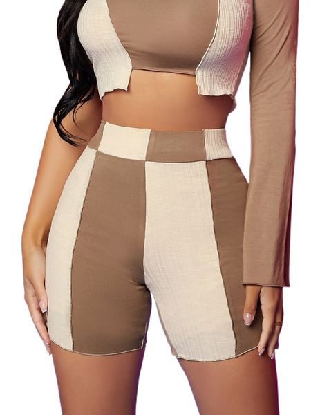 

sxy two tone elastic waist skinny shorts n3kx#, White;black