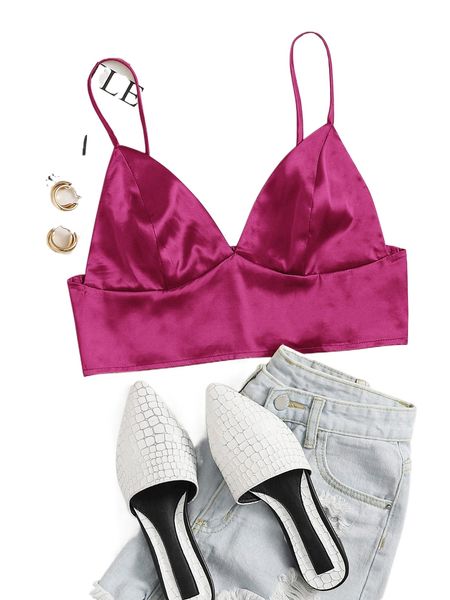 

shirred back satin bralette p3yv#, White